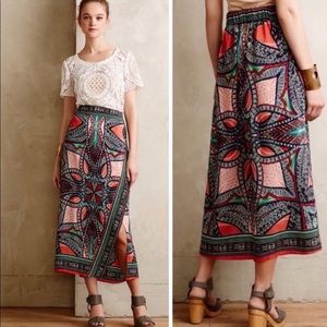 Anthropologie Maeve Geoda faux wrap silk skirt